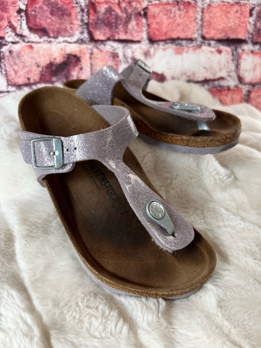 Birkenstock Lilac Suede Buckle Slide Sandals